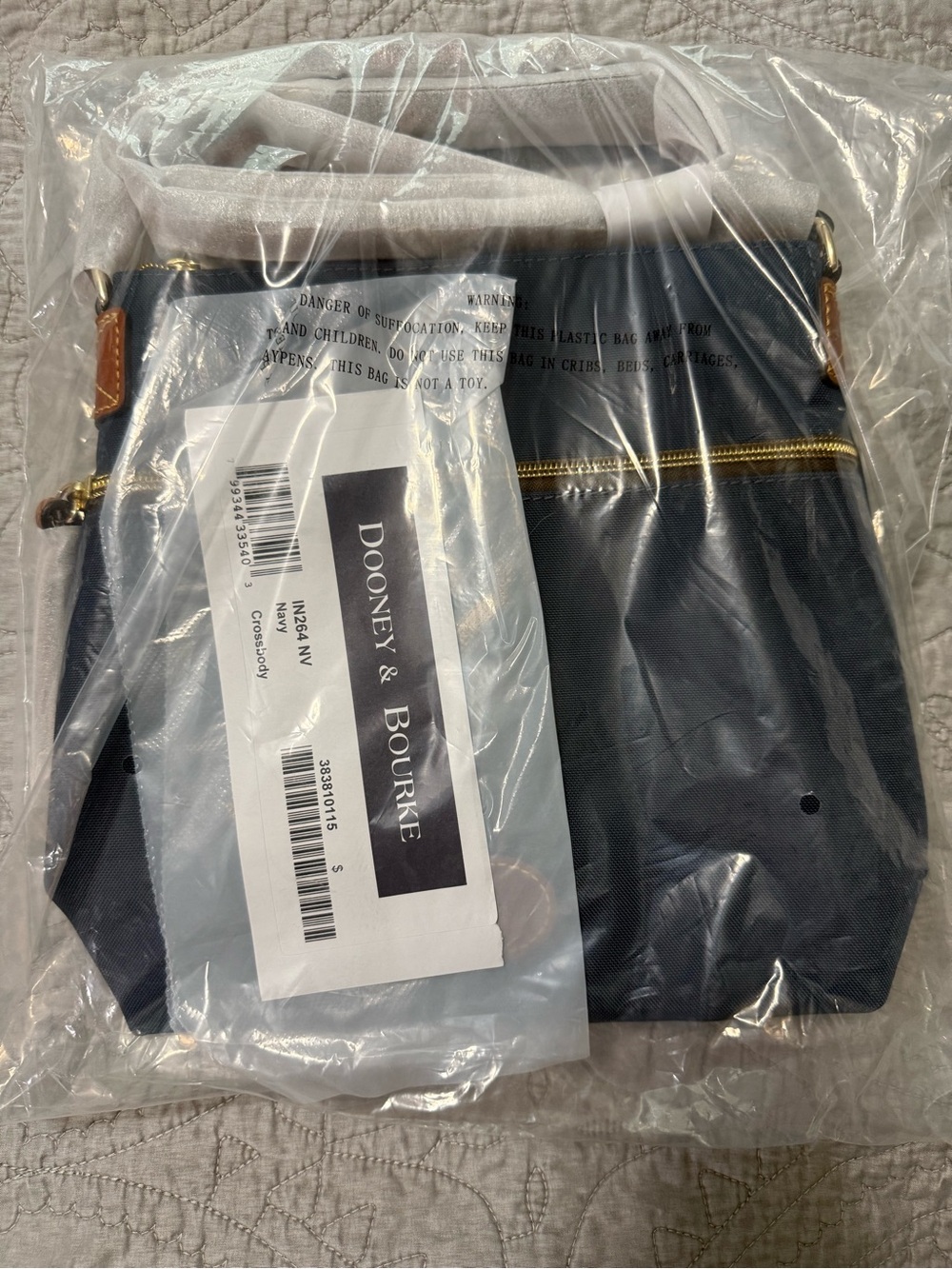 Dooney & Bourke Navy Nylon Crossbody Bag with Tan Leather Trim - Picture 3 of 6
